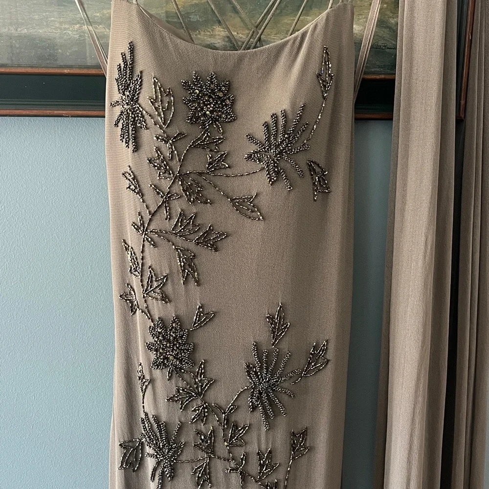 SUE WONG Vintage Nocturne Beaded Gown and scarf wrap - Picture 4 of 17